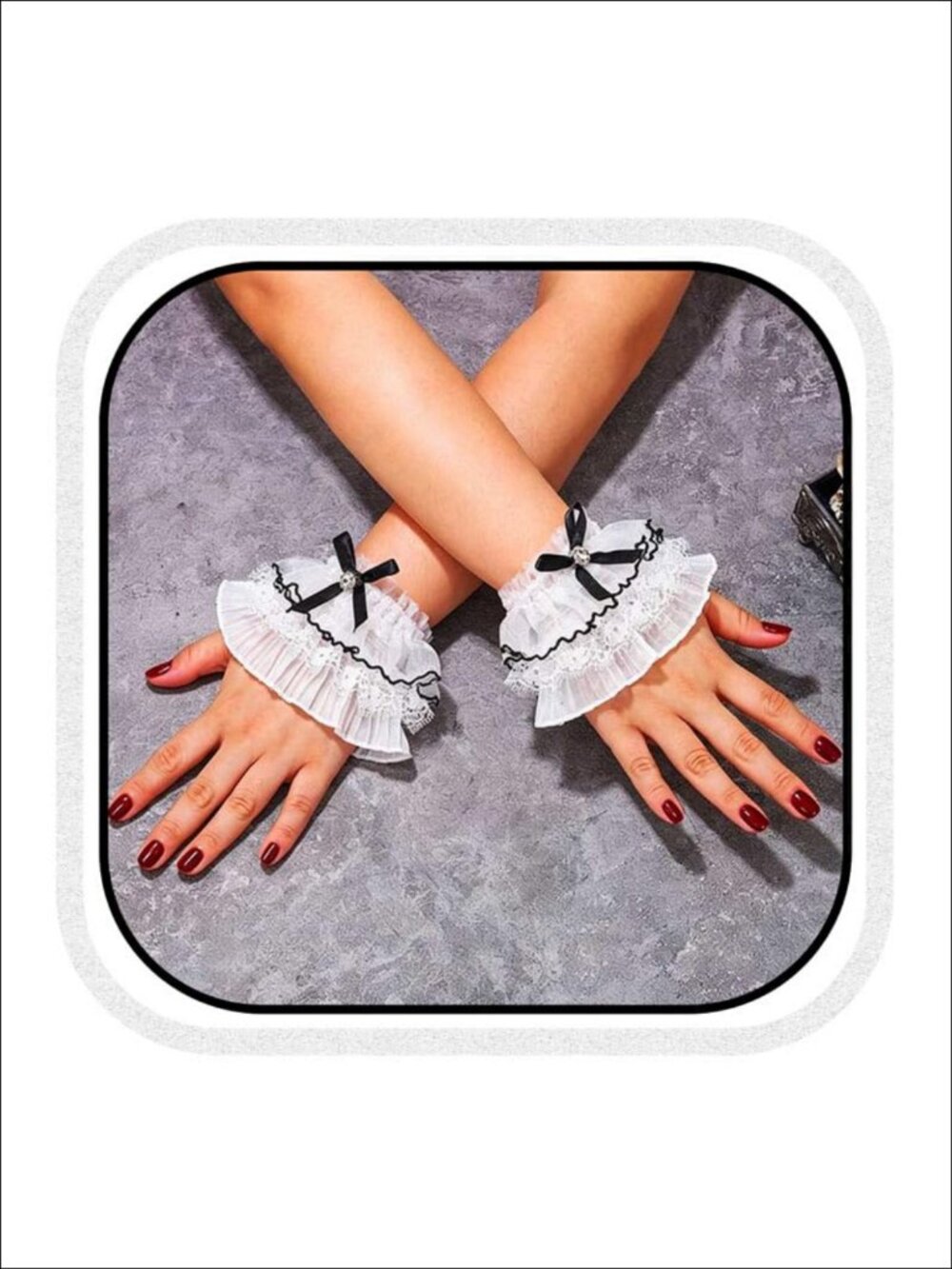 Ruffled Lace Wrist Cuffs Gothic Lolita Bow Sleeves Cosplay Women